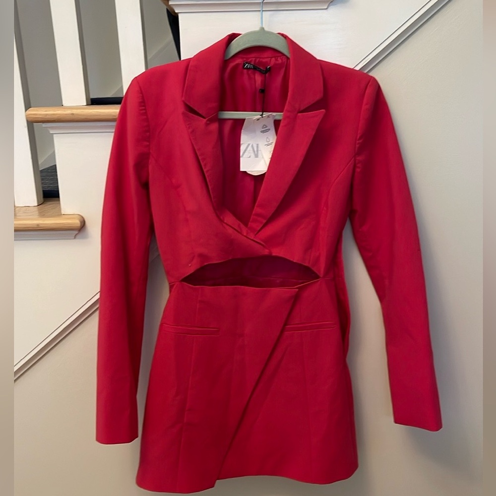 Zara Cut Out Blazer Dress hot pink
